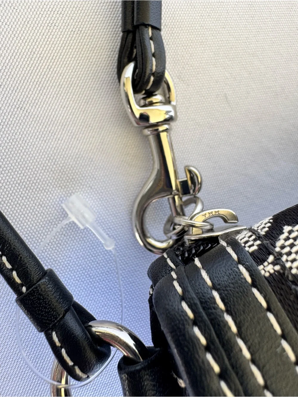 Coach Black & Cream Signature Canvas Turnlock Wristlet